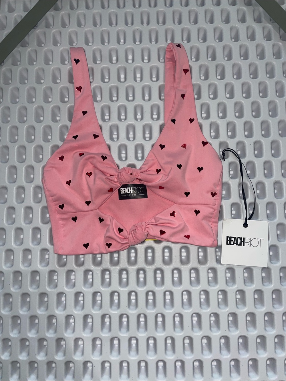 NEW!! Beach Riot- Pink Heart Knot Bralette Bikini Top- SIZE SMALL. WOMEN’S.